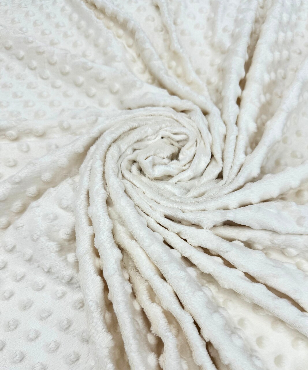 Ivory Minky Dot Fabric by the Yard, 60" Wide Ultra-Soft Plush Minky Fabric for Baby Blankets, Nursery Decor, Plush Toys & Sewing